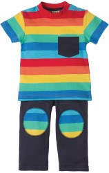 Frugi Playdays Outfit, Rainbow Stripe. (0-3m, 6-12m only)