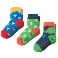 Frugi little socks 3 pack, dino multipack