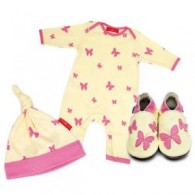 Inch Blue Butterfly Gift Set - Babyshoes, Hat and Babygrow